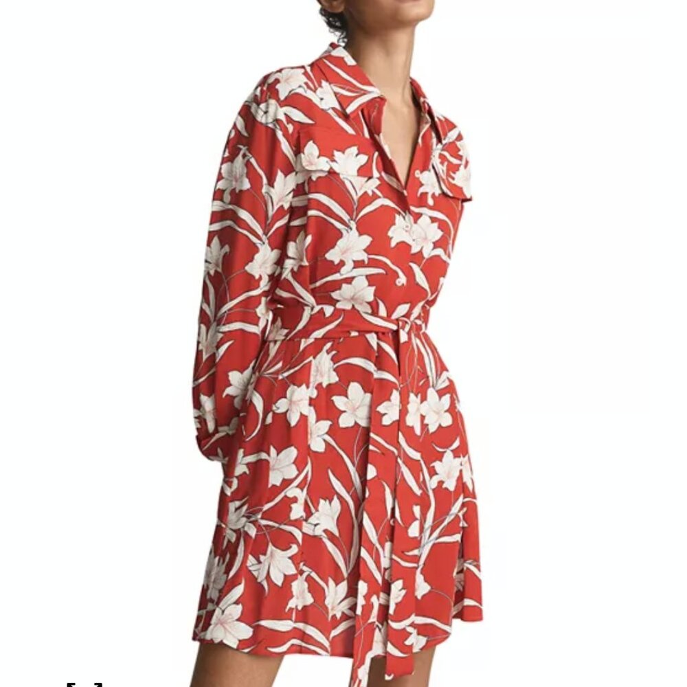 Reiss Tilda Floral Print Shirt Dress